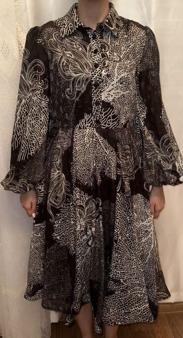 шафран диет оригинал: Qara-ağ naxışlı midi don - Dizayn: Qara fon üzərində abstrakt floral — 1