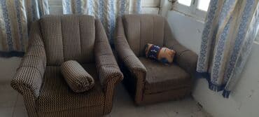 Ресторанная мебель: Mebel dəsti - 2 ədəd yumşaq kreslo: klassik dizayn, qumlu-qəhvəyi — 1