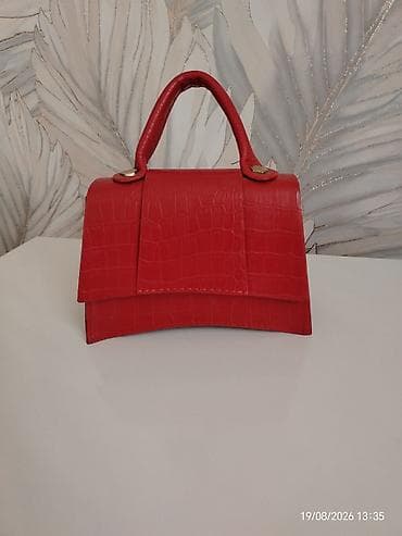 fendi canta: Qırmızı mini çanta – krokodil naxışlı - Material: süni dəridən — 1