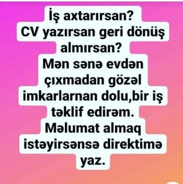 Такси, логистика, доставка: Evdən çıxmadan işləmək imkanı! CV göndərib cavab ala bilmirsən? Ev — 1