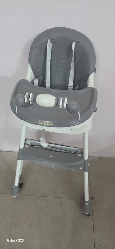 at yumşaq oyuncaqlar: Kidilo uşaq yemək stulu - Rəng: boz-ağ - Təhlükəsizlik üçün 5 nöqtəli — 2