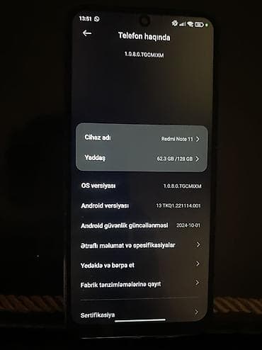 printer telefon: Redmi 11, 128 GB, rəng - Mavi — 1
