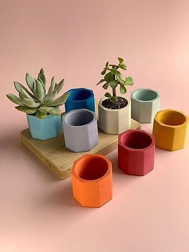 fokus bonsai: Məhsul: Kiçik dekorativ saksı qabları (poliedr formalı) • Dizayn — 3