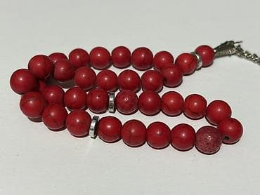 mini yupqa: Mərcan daşından təbərik təsbeh - Muncuq diametri: təxminən 9 mm - — 3