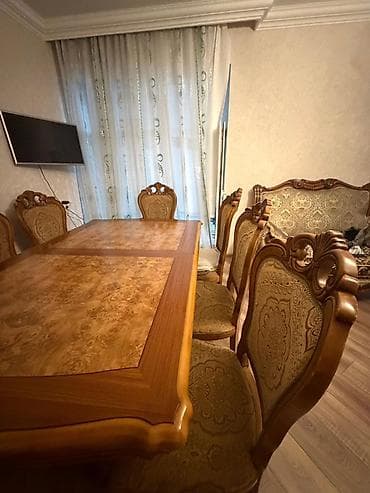 ümüd aqro: Klassik üslubda yemək dəsti - Düzbucaqlı böyük masa: üst örtüyü təbii — 4