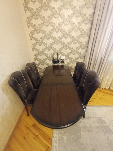 стол стул для зала: Qonaq otağı üçün, İşlənmiş, Açılan, 4 stul — 3