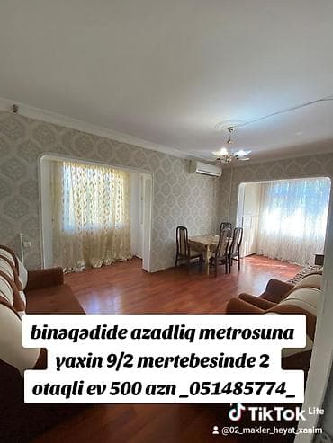 panel evlər: Binəqədide azadliq metrosuna yaxin 9/2 mertebesinde 2 otaqli ev 500 — 1