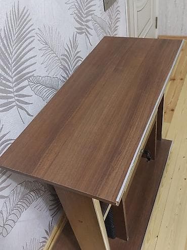 divar rəf: TV üçün stol/stand - Material: laminat ağac panel və metal rqafik — 4