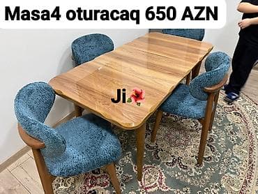Mətbəx üçün, Açılan, Dördbucaq masa, 4 stul