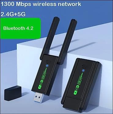 Məhsul: USB Wi‑Fi 5 + Bluetooth 4.2 Adapter (iki antenna)