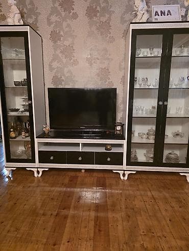 bag ucun stol stul: Qonaq otağı mebel dəsti - Rəng: qara-ağ, gümüş naxışlı dekor — 2