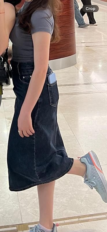 qadın geyimi: Denim ətək -S razmer - Model: Orta uzunluqlu (midi) cins ətək - Rəng — 2