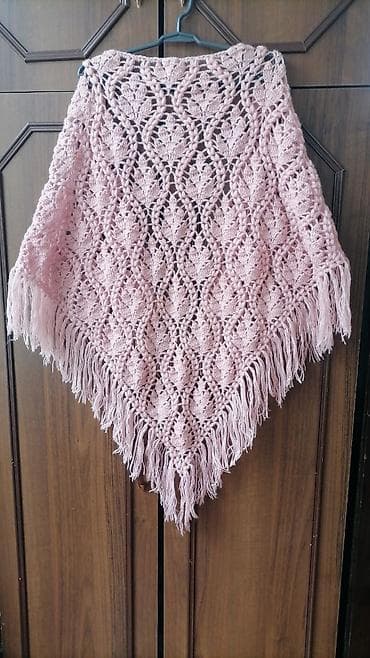 Əl işi toxunma şal - Rəng: pudra çəhrayı - Material: yumşaq iplik — 1