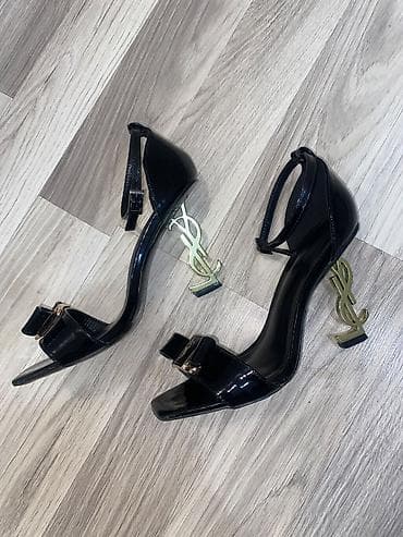 ysl ayaqqabı: Qadın açıq burunlu, ayaq biləyi qayışlı yüksək daban ayaqqabı. - Rəng — 3