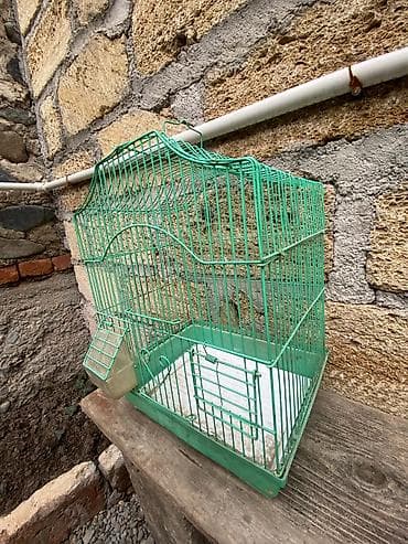 Quş qəfəsi – metal karkaslı, yaşıl rəngdə - Material: toz boya ilə