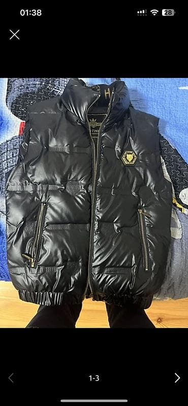 Qara kişi jileti - Parıltılı qara rəng, yastıqlı/şişmə dizayn -