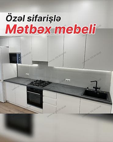 Özəl sifarişlə mətbəx mebeli - Müasir, minimalistik dizayn: hamar ağ