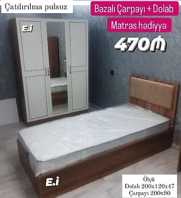 acar desdi: Bazalı çarpayı + üçqapılı dolab dəsti - Matras hədiyyə - Çatdırılma — 1