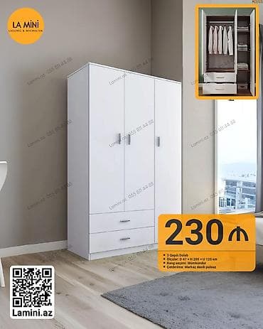 hamam dolapları: 3 qapılı, Siyirməli, Ağ, Açılan, Düz dolab — 1