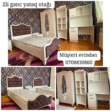2-li gənc yataq otağı dəsti Komplektin tərkibi: - 2 ədəd tək nəfərlik