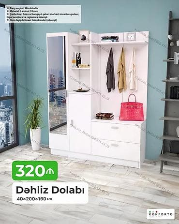 skafi: Dəhliz dolabı, 40x200x160 sm ölçüdə, funksional və səliqəli saxlama — 1