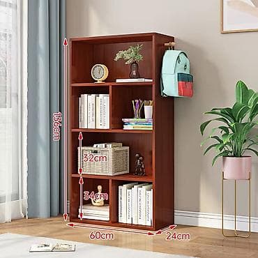 kitab skaflari: Müasir dizaynlı çoxfunksiyalı kitab rəfi - Ölçülər: hündürlük 136 sm — 2