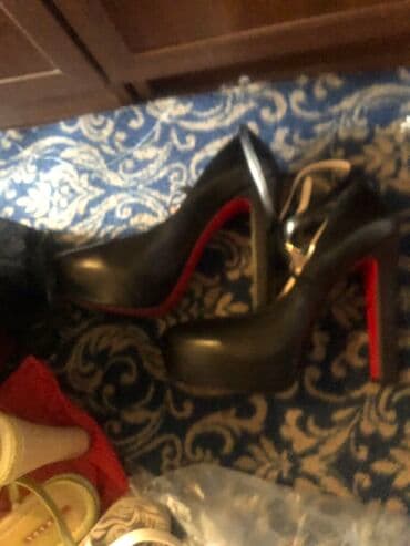 зеленые туфли: Туфли, Размер: 36, цвет - Черный, Б/у — 3