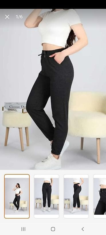 женские черные майки: Qadınlar üçün tünd boz rəngli jogger şalvar - Kəsim: rahat, bir qədər — 1