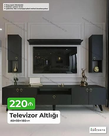 Televizor altlığı – Konforto Mebel Ölçü: 40 × 50 × 180 sm Material — 1