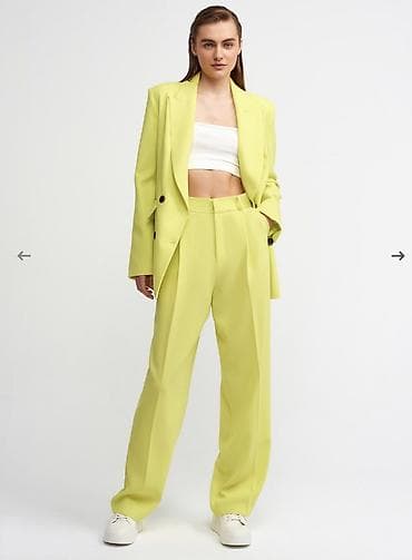 kostumlar: Qadın üçün iki hissəli kostyum dəsti – limon-sarı rəng - Üst — 2