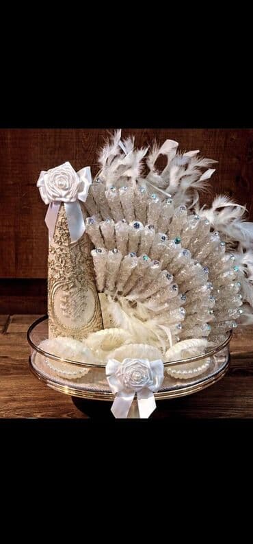 nişan uzuk: Xonça və nişan dəsti — zərif əl işi dekor - Gəlin-nışan mərasimləri — 3