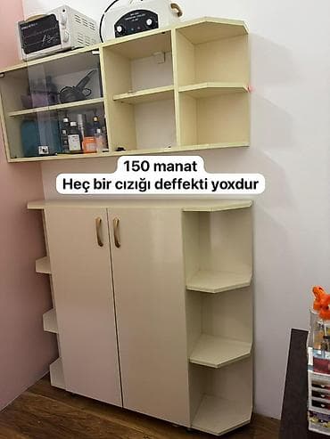 2 ci el taxt: Elan - Divar dolabı və alt şkaf dəsti: İşıqlı bej rəng, çoxsaylı açıq — 1