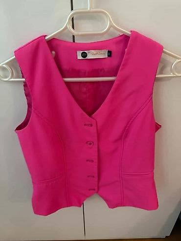 Qadın üçün şıq jilet – parlaq fuşya/çəhrayı rəngdə - Brend: ZR Fashion — 1