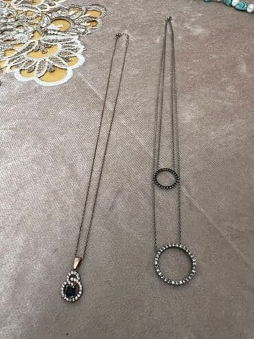 kisi ucun sepler: Bəzək dəsti – 3 boyunbağı - Firuzə rəngli daş və süni inci — 2