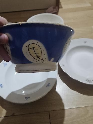 cox gozel sekiller: Qədimi porselen qab dəsti birlidke 10 man - 5 ədəd müxtəlif ölçülü — 6