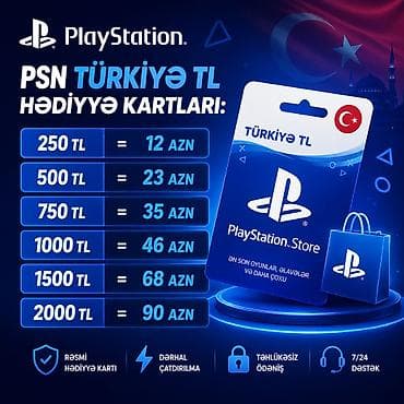 Digər oyun və konsollar: Salam. PSN Türkiyə hesabı üçün münasib qiymətə TL hədiyyə kartları — 1