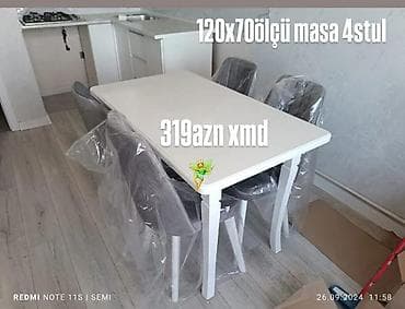 antik stullar: Mətbəx üçün, Yeni, Dördbucaq masa, 4 stul — 1