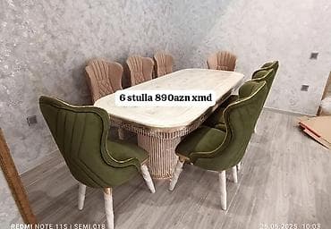 Qonaq otağı üçün, Yeni, Açılmayan, Oval masa, 6 stul
