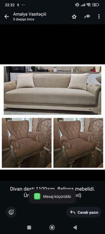 divan alıram: Divan, 2 kreslo — 1