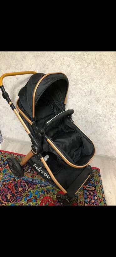 usaq gelinliyi: Bələcoo uşaq arabası – qara rəng, qızılı/şampan tonlu alüminium şassi — 3