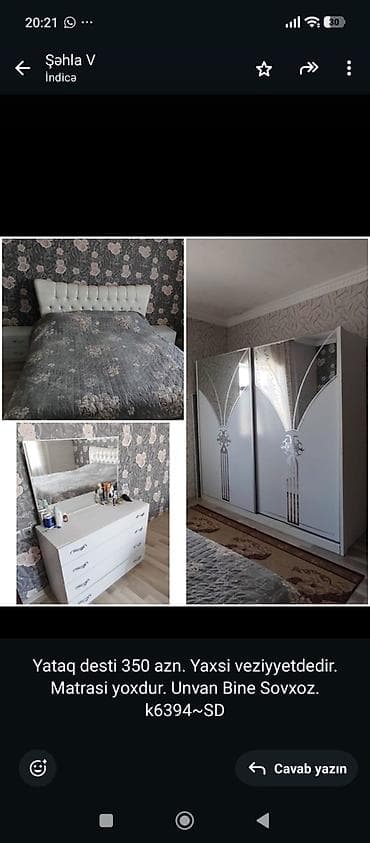 komputer desti: 077 613 12 74 Yataq dəsti idiyal vəziyətə dir Tərkibi: - Yumşaq — 1