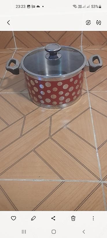 Qazan, rəng - Qırmızı, Paslanmayan polad