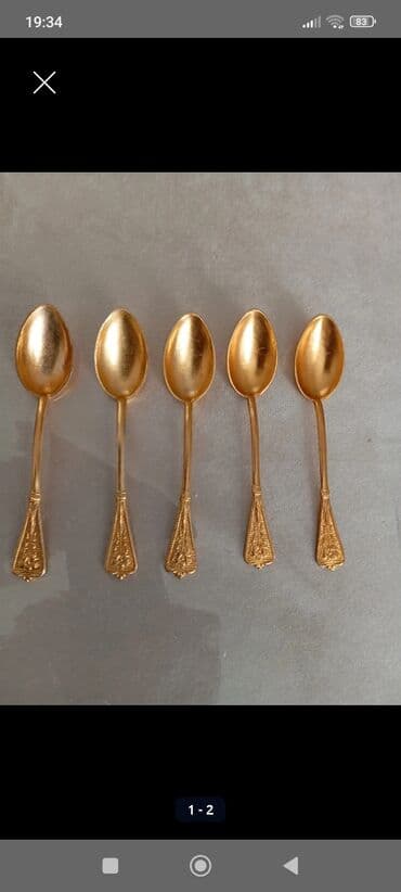 sufreler qiymetleri: Metaldan hazırlanmış dekorativ stəkan qaşıqları və desert çəngəlləri — 2