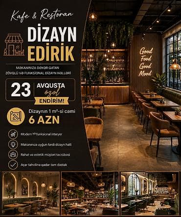 дизайн: Kafe və restoranlar üçün dizayn xidməti - Zövqlü və funksional dizayn — 1