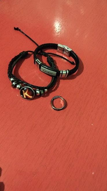 Наручные часы: Kişi aksessuar dəsti - 2 ədəd qolbaq: - Qara hörgülü dəridən, metal — 1