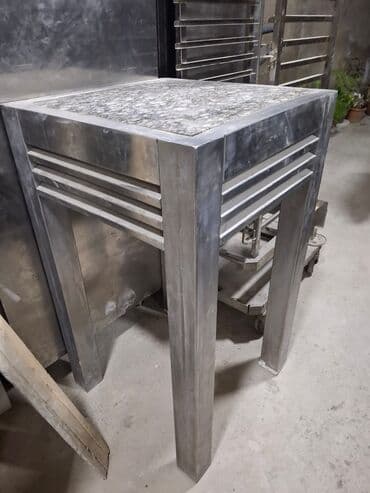 стол для кормления: Paslanmayan metaldan hazırlanmış, mərmər səthli yemək paylama stolu — 9