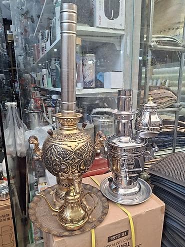 Кухонные плиты и варочные поверхности: Məişət üçün samovar dəsti - Klassik naxışlı mis/bronz görünüşlü köhnə — 1