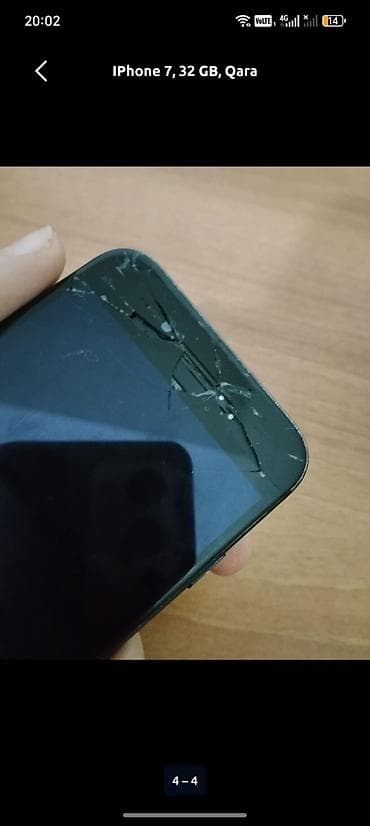 iphone pro max: IPhone 7, 32 GB, Qara, Qırıq — 4