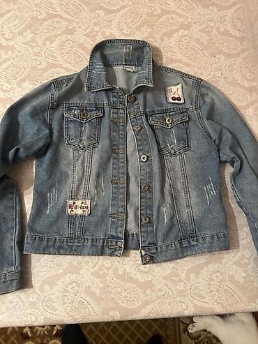 Uşaq üçün cins gödəkçə - Rəng: açıq mavi (yüngül yuyulma effekti və