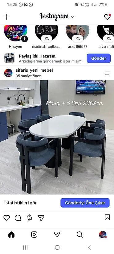 balkon stul: Mətbəx/Qonaq otağı dəsti – Masa və 6 stul - Komplekt: 1 ədəd oval/ağ — 1